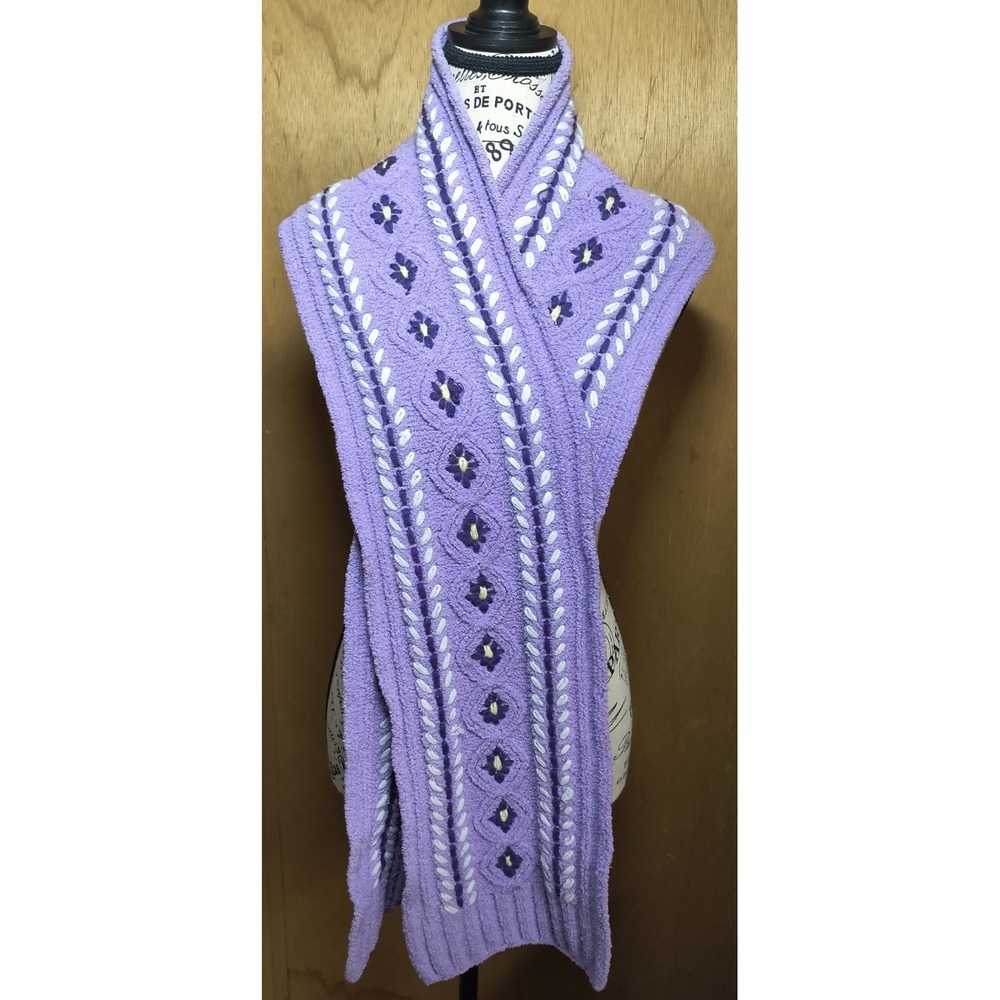 Women's Lavender Purple‎ Knit Winter Scarf Floral Motif Great Northwest Clothing